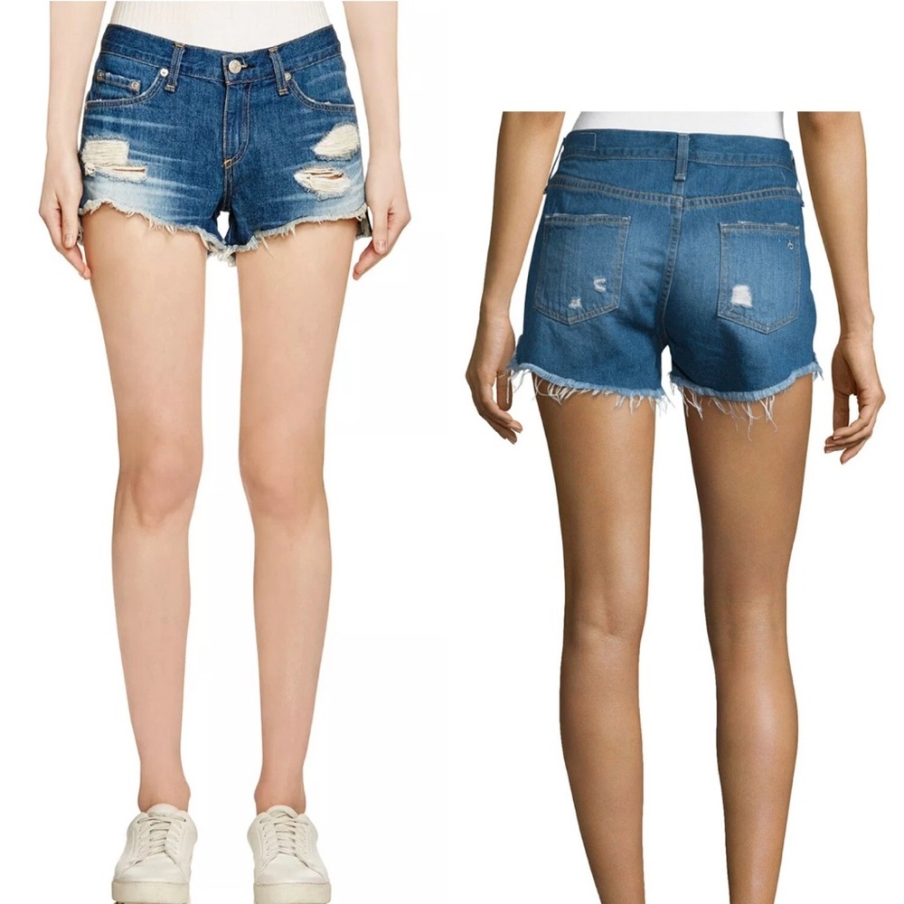 NWT rag & bone Cutoff Distressed Denim Shorts Size 25 Frayed Hem